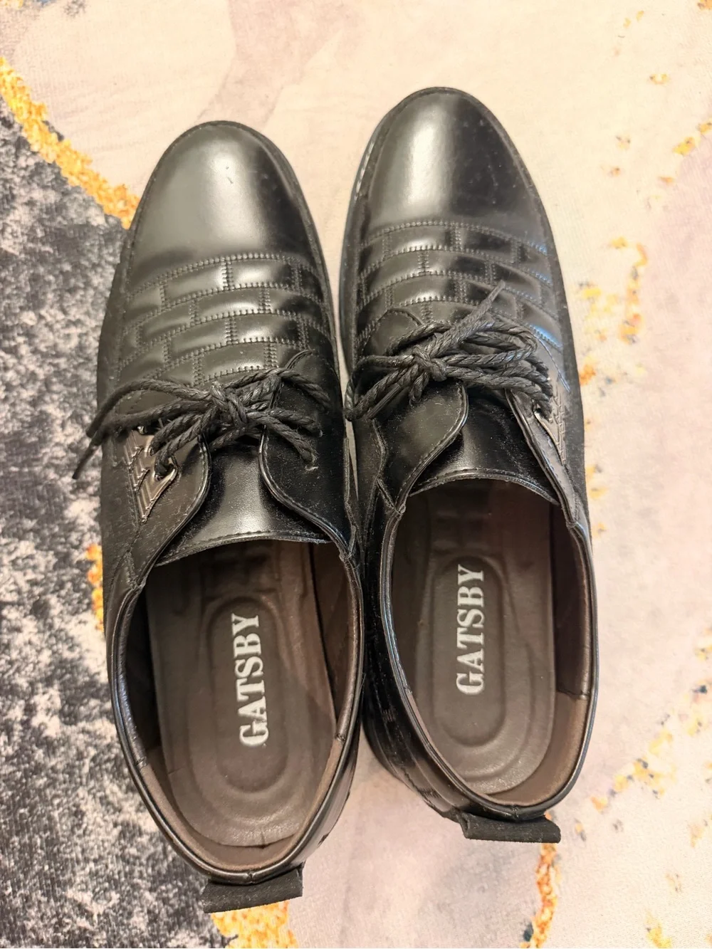Gastby Men's Black Lace-Up Oxford Derby Shoes